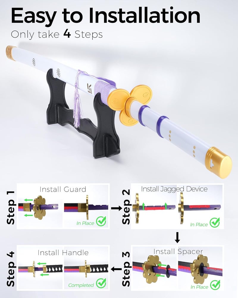 Cold Blade Katana Sword - 41 inches Katana Replica with Holster Belt and Display Stand - Sword with Authentic Design - Image 3